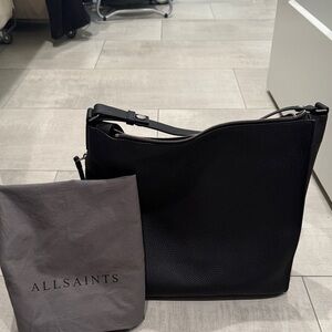 AllSaints Black Leather Kita convertible backpack